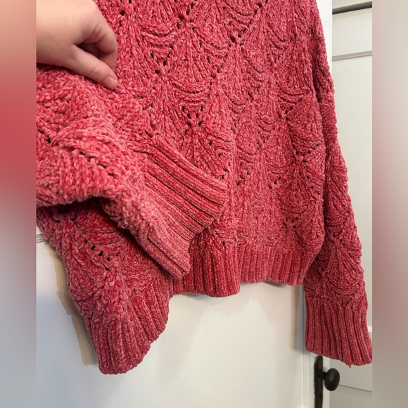 POL Chunky Knit Turtleneck Sweater Women's Medium Pink Cropped Pullover - Picture 2 of 8